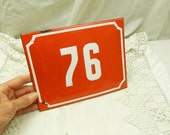 Large Vintage Red and White Enamel House Number Plate Number 76 / French Decor / House Number / Porcelain Sign / Red and White House Sign