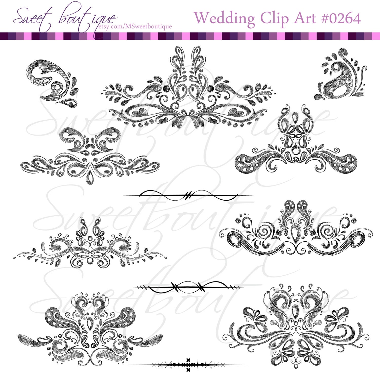 BLACK Pencil Digital clip arts Wedding Decorations Clip Art 