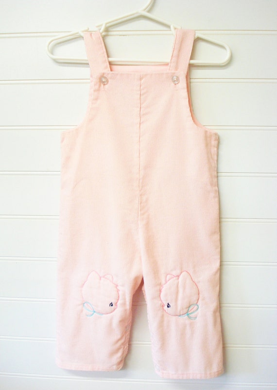 Vintage Baby Clothes/Baby Girl Overalls/Romper Light Pink