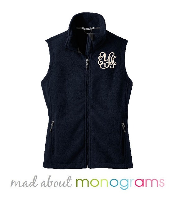 Items similar to Monogrammed Fleece Vest NAVY BLUE Vest Preppy