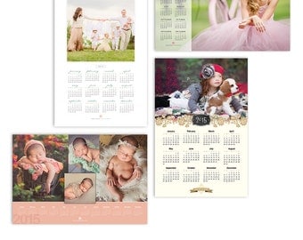 2017 Calendar Template Bundle - Four Photo Calendar Photoshop Templates For Photographers - 12x18 Bundle - 1356