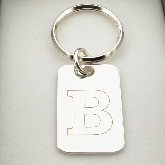 Solid Silver Initial Keyring Keychain Personalised