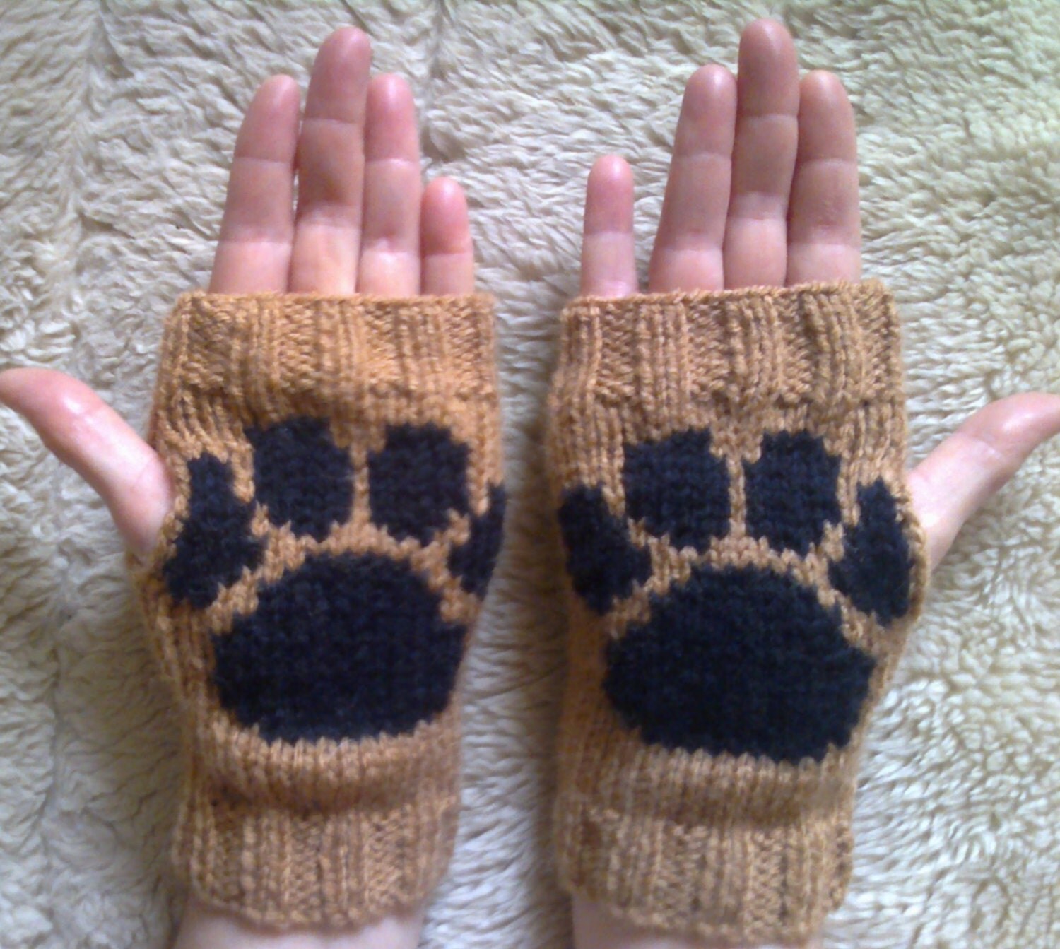 Wrist warmers paw print 10 to animal charity fingerless