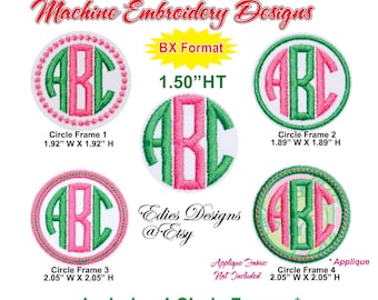Circle Monograms Machine Embroidery Designs Monogram Font BX Files BX Format Digital Download