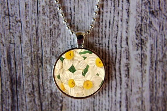 Narcissus Necklace, December Birthday Necklace, Narcissus Jewelry 