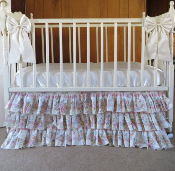 shabby chic pink 3 tiered crib skirt cottage by shabby chic pink 3 tiered crib skirt cottage by