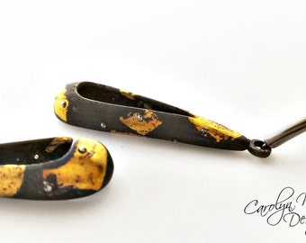 Black and Gold Keum Boo Dangle Earrings