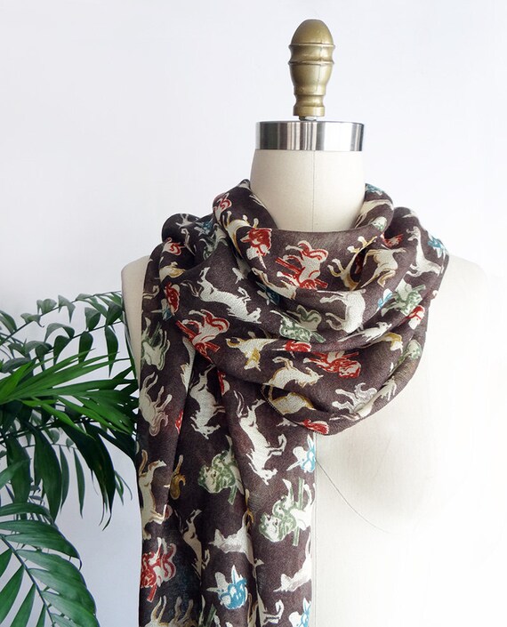Unicorn Print Scarf Gift For Her Unicorns Unicorn Scarf