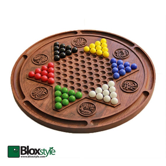 Carved Chinese Checkers Dragon Design 14 Walnut Game by 