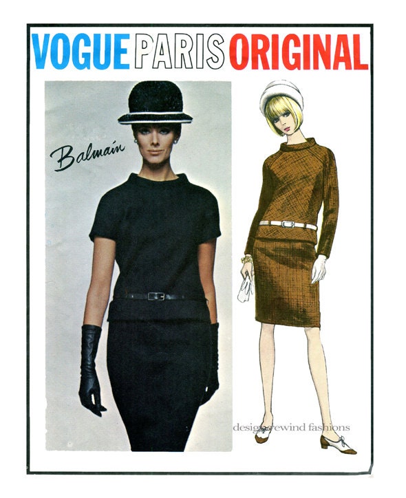 nz patterns dress vogue Pierre DRESS 1960s PATTERN DesignRewindFashions Mod BALMAIN by