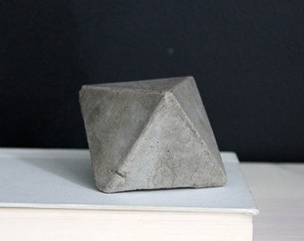Octahedron Concrete Geometric Object, Bookend, Paper Weight