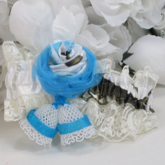 Camo Garter Garter Belt Something Blue Lace by AVCustomDesigns