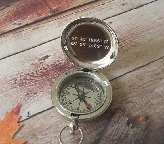 Silver Compass Engraved Compass Personalized Compass
