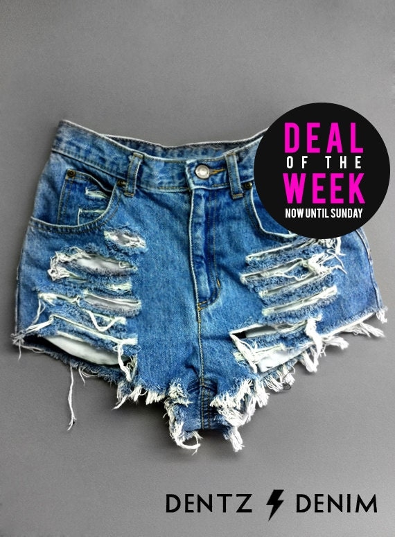 Plus Size High Waisted Denim Shorts Shredded