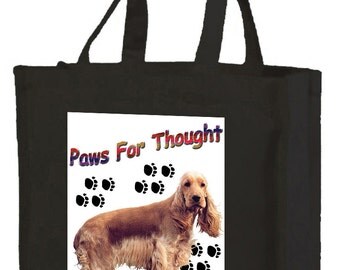 Golden Cocker Spaniel Cotton Shopping Bag with gusset and long handles, 3 colour options