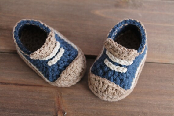 Crochet Pattern Baby Boys Booties quot;Cretequot; Sneaker  PATTERN ONLY