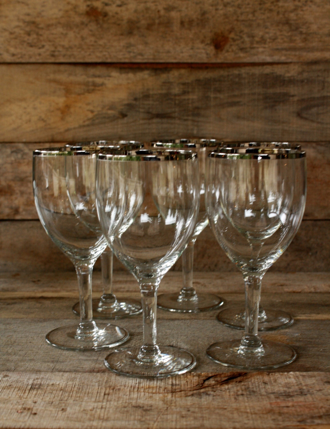 Vintage Silver Rim Wine Glasses Set Of Six