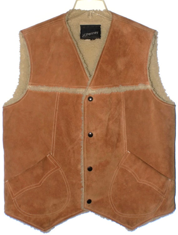 Mens Large Leather Vest Vintage JCPenney by BatnKatArtifacts