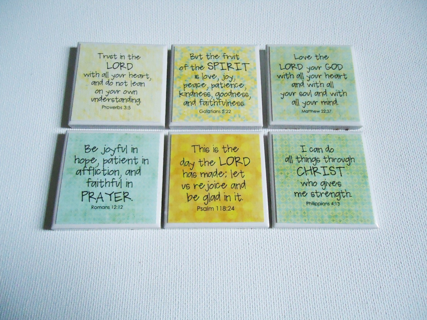 Bible Verse Scripture Magnets on 2x2 Square by TwoCatsDecorations