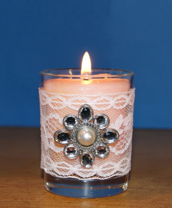 Fairy Tale Wedding / White Lace Wedding Votive Candle Holder