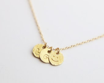 Tiny Hammered Coin Disc Necklace - minimalist necklace 14K gold filled tiny gold coin, Sterling silver tiny coin, personalized gift EP009
