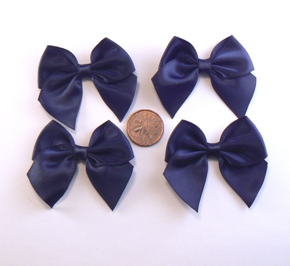 12 2 Wide Navy Blue Satin Ribbon Craft Bows Premade