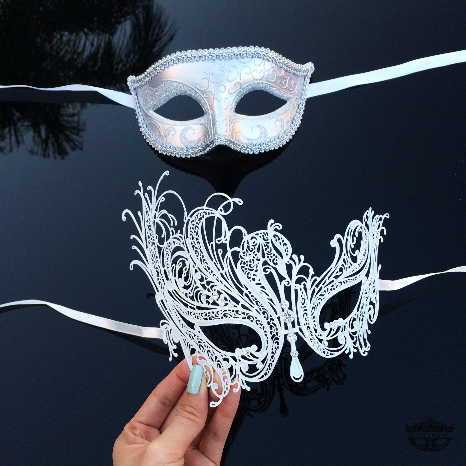 His And Hers Couples Masquerade Mask Silver Masquerade By 4everstore