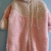 Vintage Pink Baby Snowsuit Furry Fleece White Trim Foldover Mitten Cuffs Zipper Size 6 months