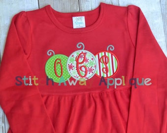Christmas Ornament Trio Machine Applique Design