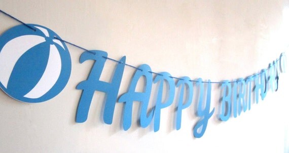 Happy Birthday Banner Beach BALL Summer Birthday Beach