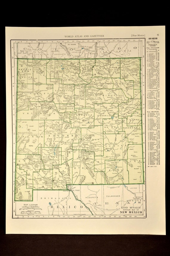 New Mexico Map New Mexico Vintage State 1940s by MapsBooksEphemera