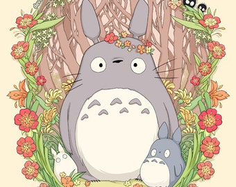 Flower Crown Totoro 18 x 24 Print
