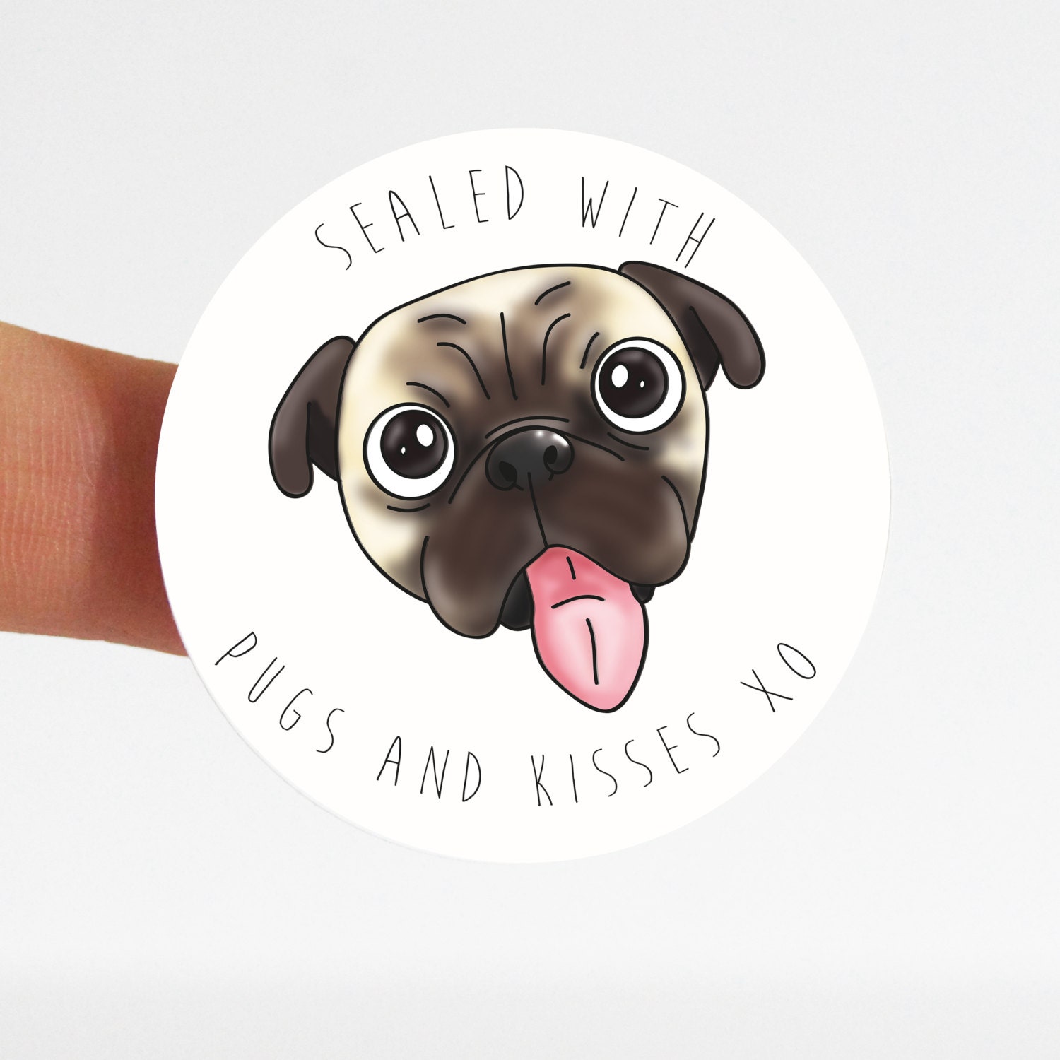 4 envelope seals set of 4 funny stickers sealed with pugs