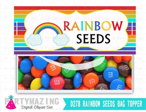 Rainbow Seeds Treat Bag Tags Rainbow Seeds Topper Diy