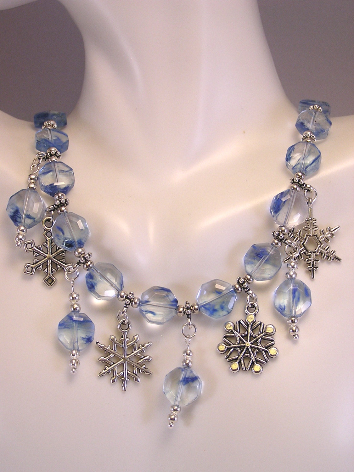 Snowflake Charm Necklace Snowflake Necklace Christmas