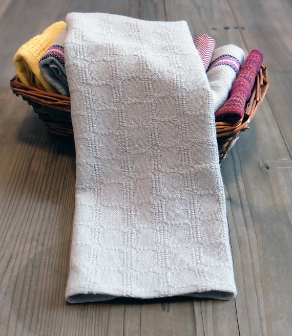 Handwoven tea towel in solid gray hand towel by StewartFiberArts