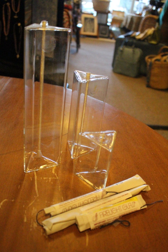 Set of 3 Firelight Glass Prism Oil Lamps with Extra Wicks