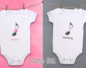 Bodysuit Baby Bodysuit Cute Baby Bodysuit Twins Twin Clothing Set Music