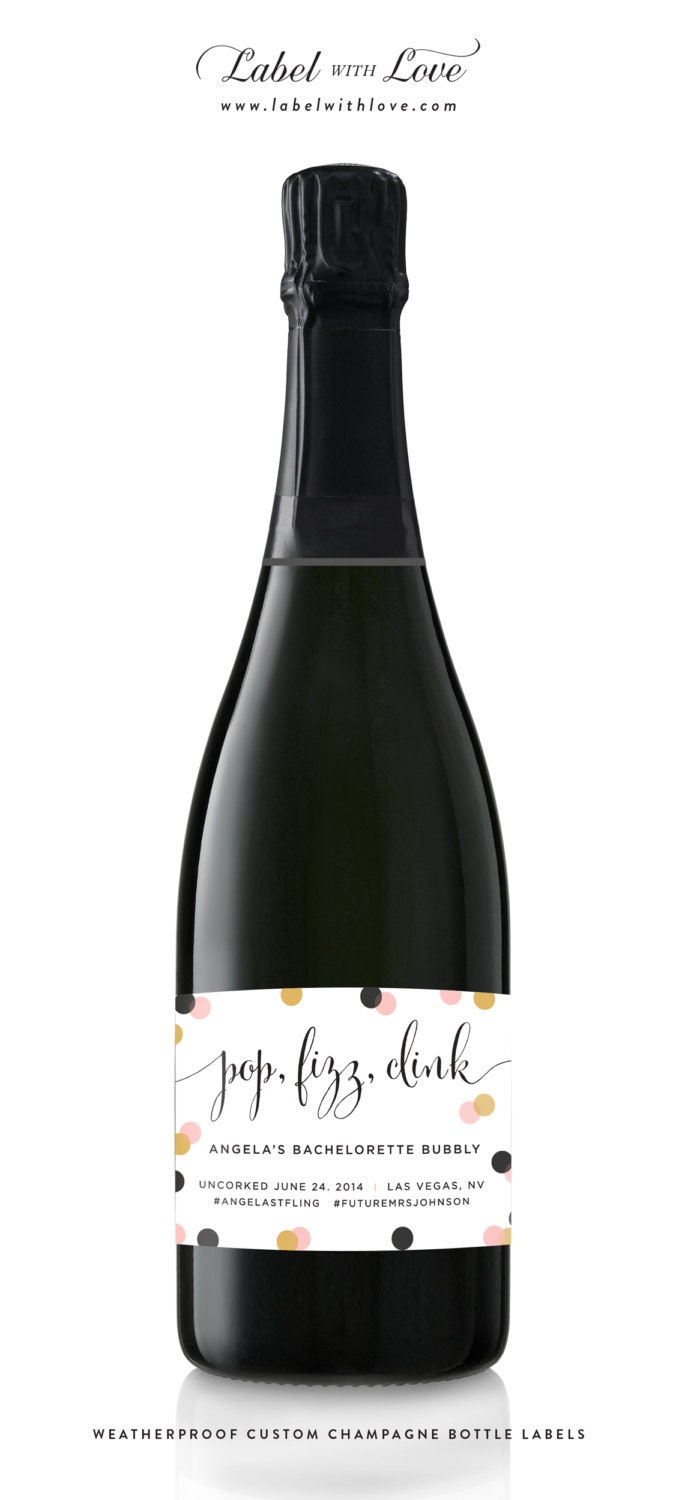 Custom Bachelorette Champagne Bottle Labels Pop by LabelWithLove