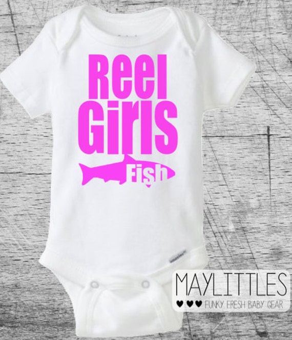 Reel Girls Fish Pink Baby Onesie Fishing Baby by MayLittles