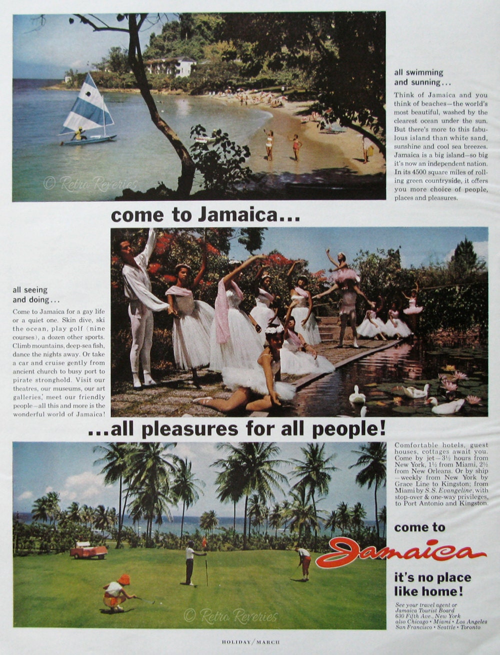 1963 Jamaica Travel Advertisement 1960s Jamaican Beach