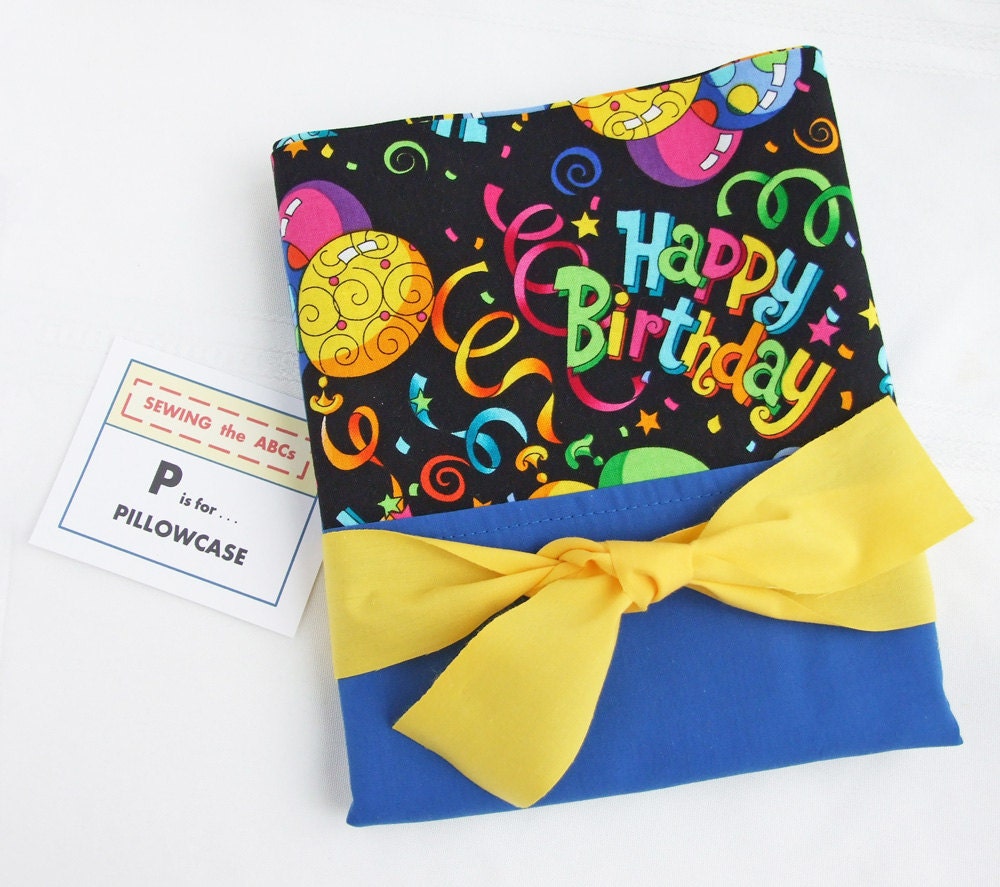 HAPPY BIRTHDAY Pillow Case in BLUE Birthday Bedding Birthday