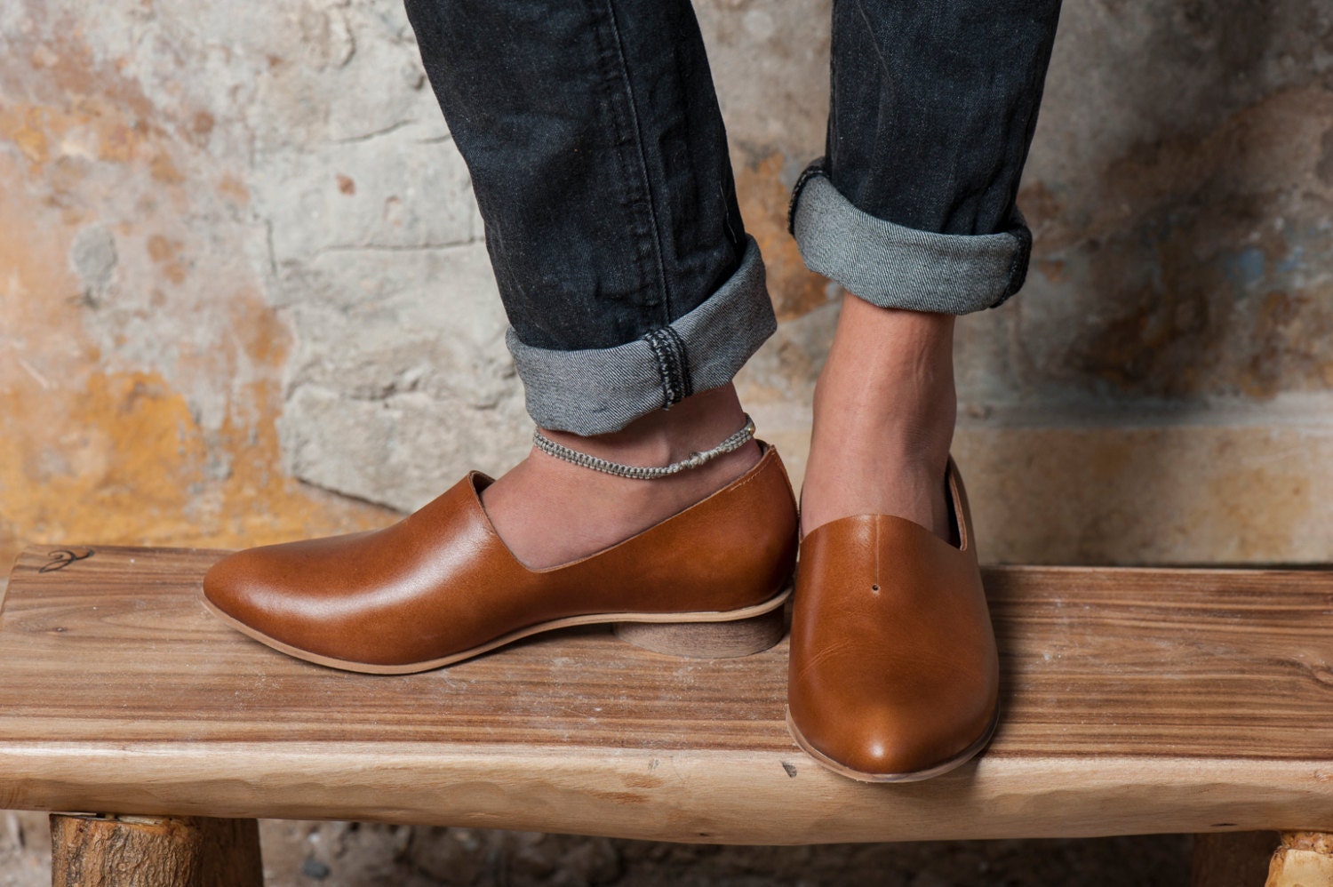 flat brown leather shoes