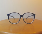 Vintage made in Italy oversized round glasses navy blue ...