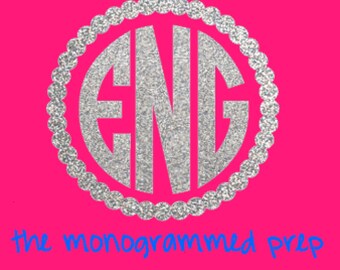 Glitter Monogram Car Decal Sticker Gold or Silver Glitter