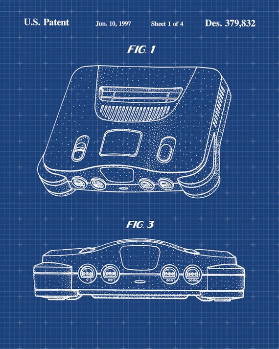 Patent Print Nintendo 64 Patent Art Poster Blueprint Wall