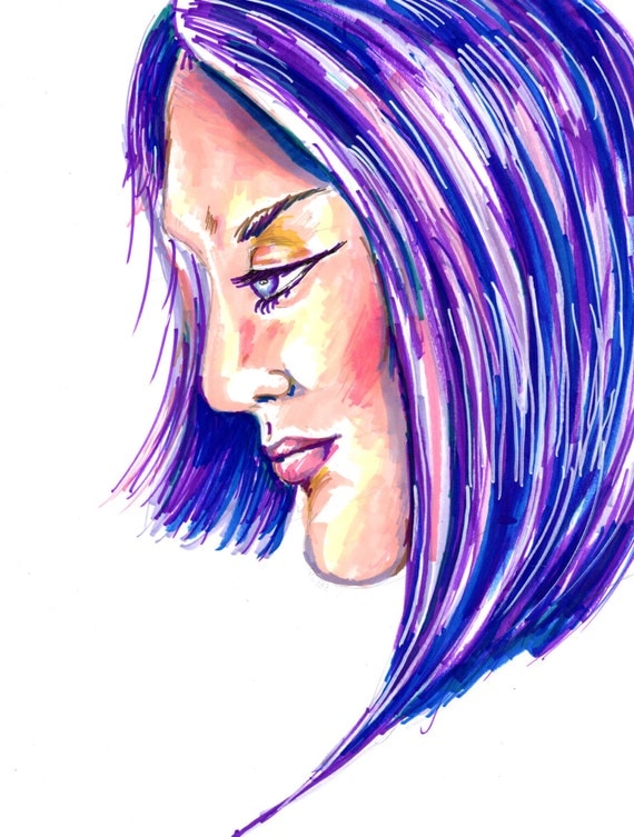 Prismacolor Marker Portrait Original Drawing by by KLoganArt