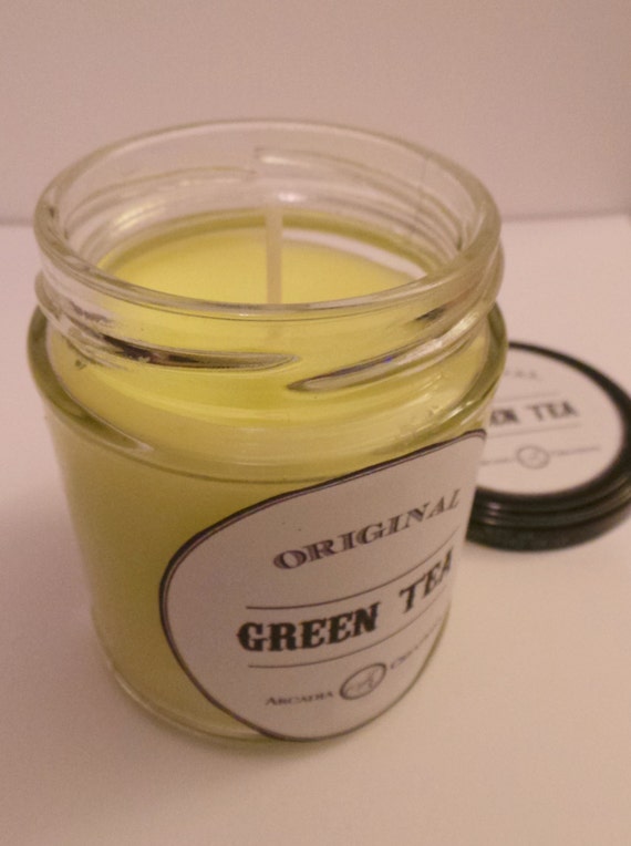 Green Tea Scented Candle. by ArcadiaHomeCreations on Etsy