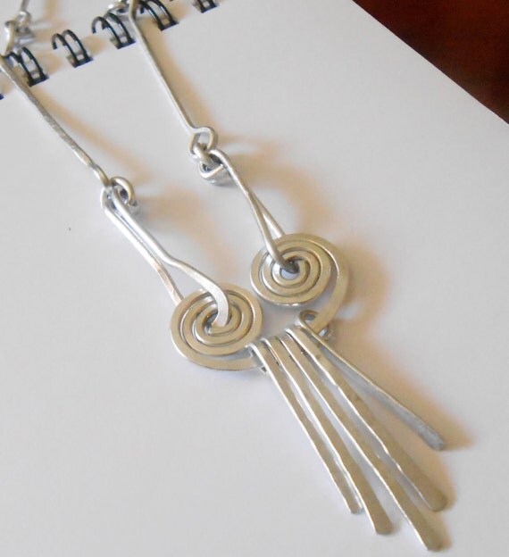 Items similar to Hammered Aluminum Chain Necklace with Aluminum Pendant