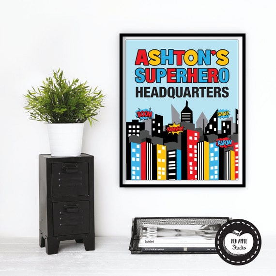 Personalized SUPERHERO WALL Art Print by RedAppleStudio on Etsy